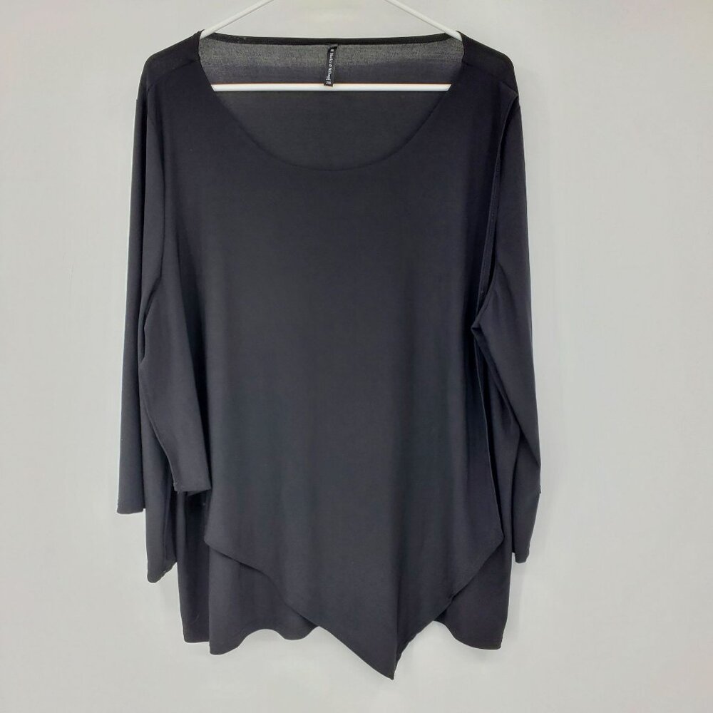 Bleeker and McDougal Plus Black Layered Handkerchief Hem Look Shirt Top Size 2X‎